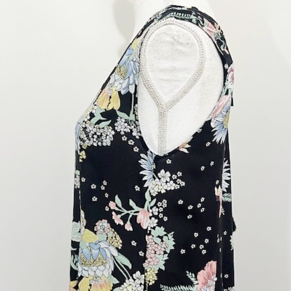 Maaji Black Floral Short Dress w/ Tie Back Women's Size M - Picture 3 of 6